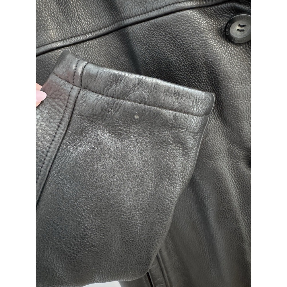Guess Men's Pebble Grain Heavyweight Leather Zip Out Liner Jacket Black Large - Picture 9 of 16